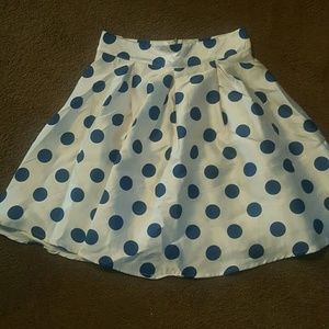 Blue polka dot satin skirt. Never worn.